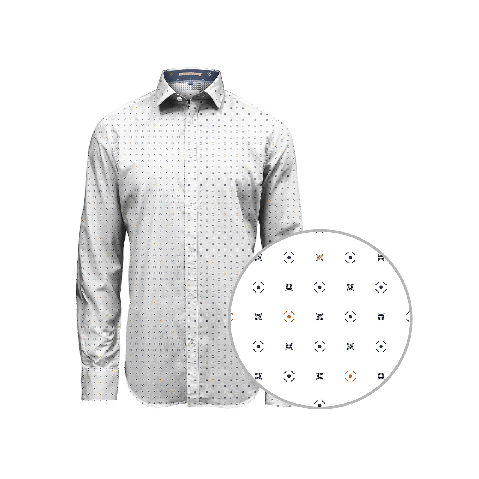 Point Zero Point Zero long sleeve poly/cotton print shirt