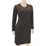 Bolide Long sleeve v-neck faux suede woven dress