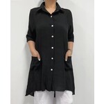Short sleeve long button blouse cover up with pockets