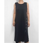 Cotton/polyester blend sleeveless dress with button detail