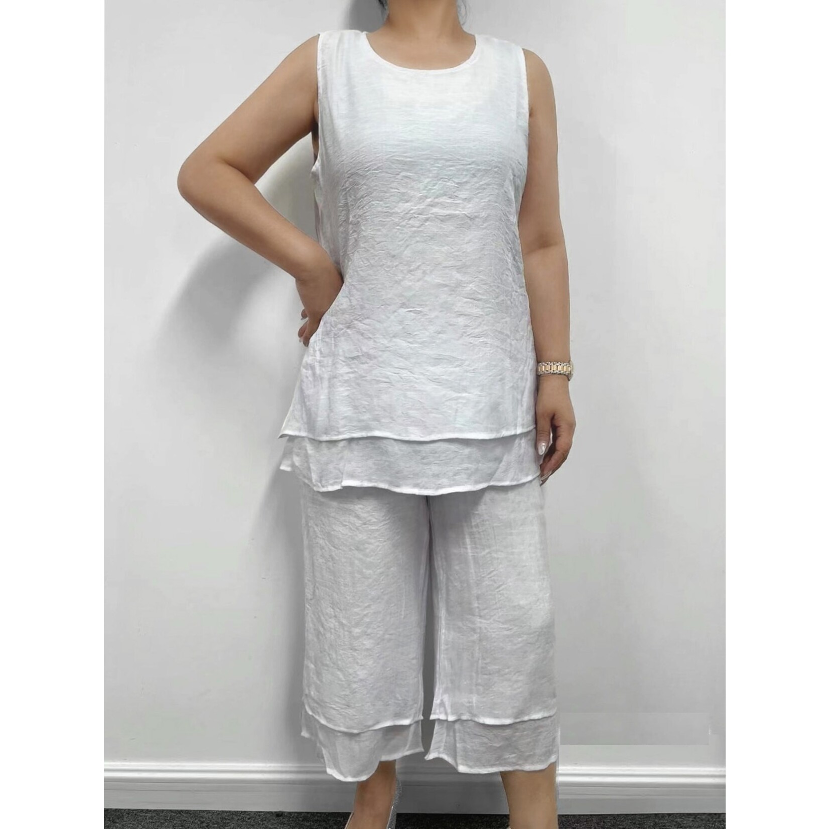 Creations cotton/polyester blend elastic waist capri pant with pockets, capris, pants