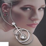 fashion jewelry Necklace with multi circles and stone in middle