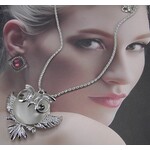 fashion jewelry Rope chain necklace with owl and clear stone