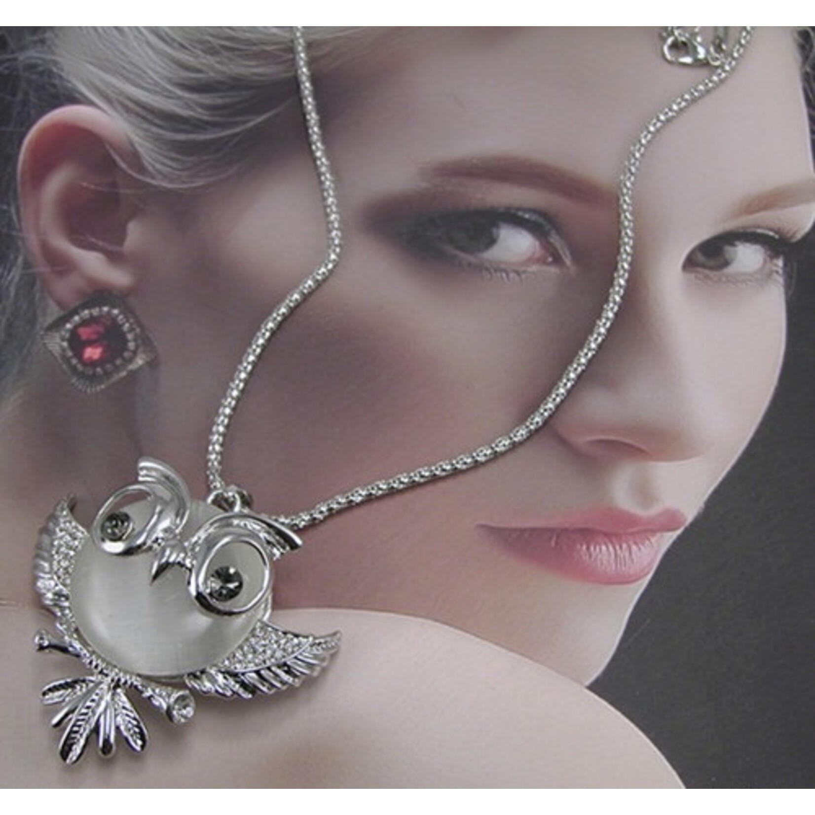 fashion jewelry Fashion jewelry rope chain necklace with owl and clear stone