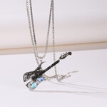 fashion jewelry Silver box chain with guitar pendant