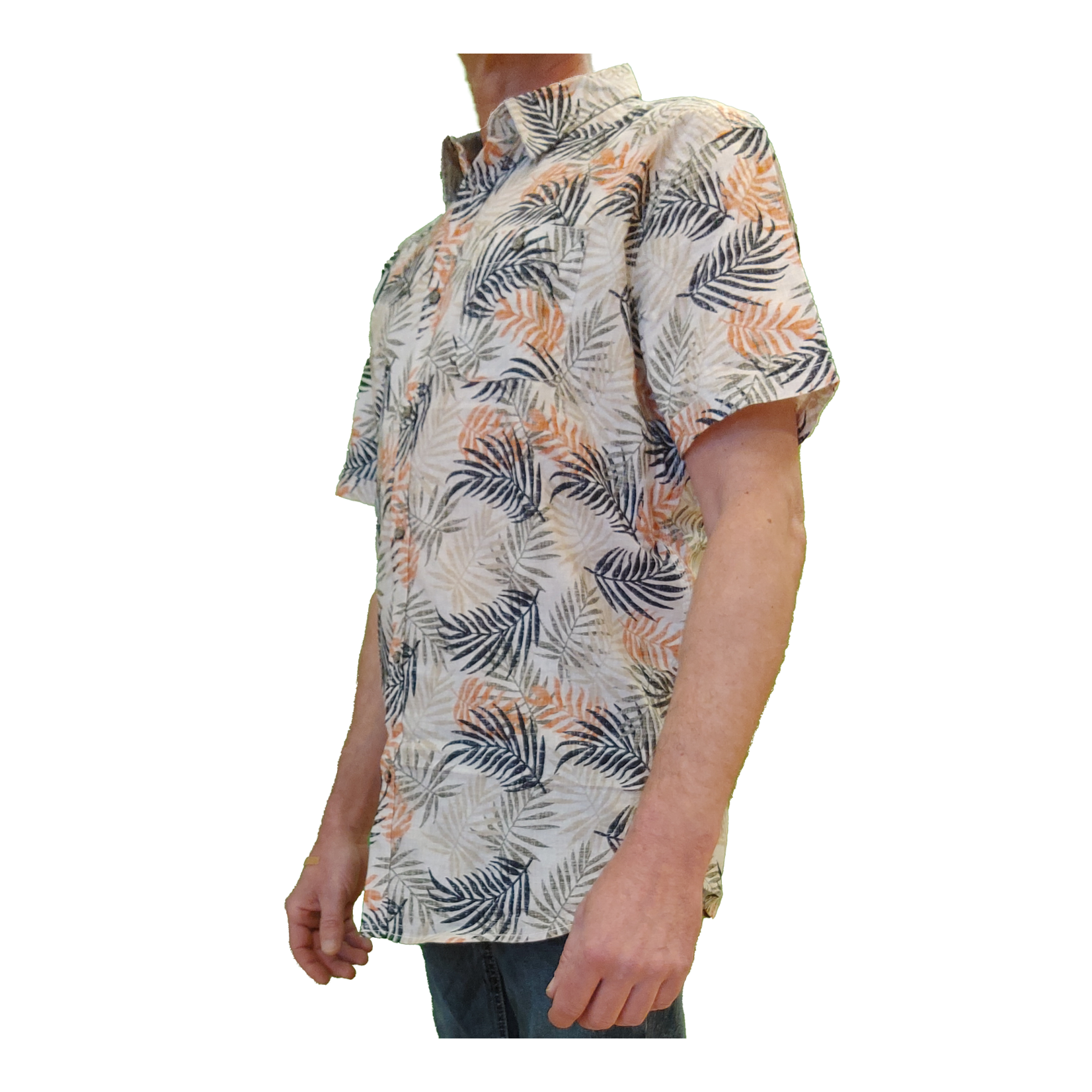 Point Zero Point Zero mens linen cotton blend short sleeve print button shirt, shirts, top, tops