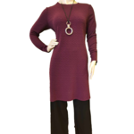 Ladies long sleeve tunic dress with side slits