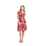 Papillon Patch print dress with smocking and pockets