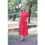 Papillon Utility style short sleeve linen blend shirt dress with  pockets
