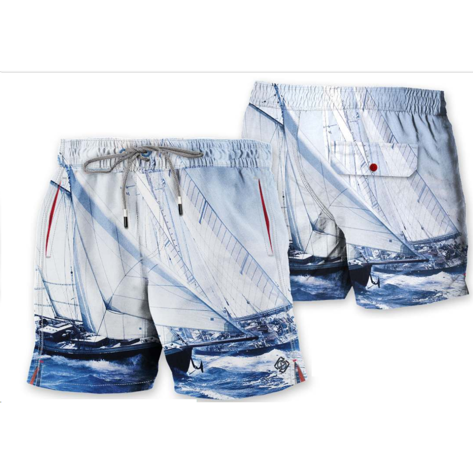 Point Zero Point Zero mens boat print recycled swimshort with 6.5 inseam, short, trunks