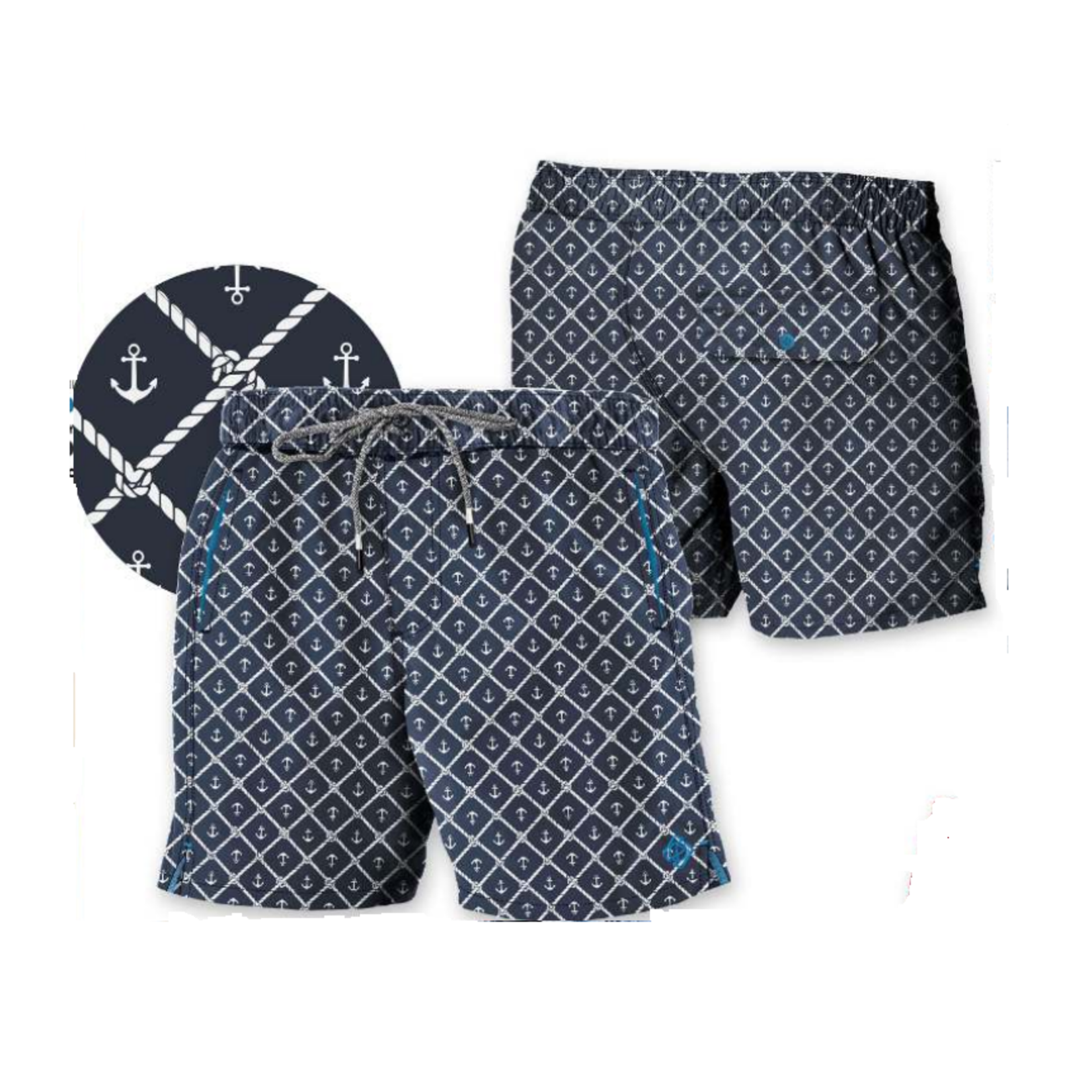 Point Zero Point Zero recycled anchor print swimshorts 6.5 inseam, short, trunks