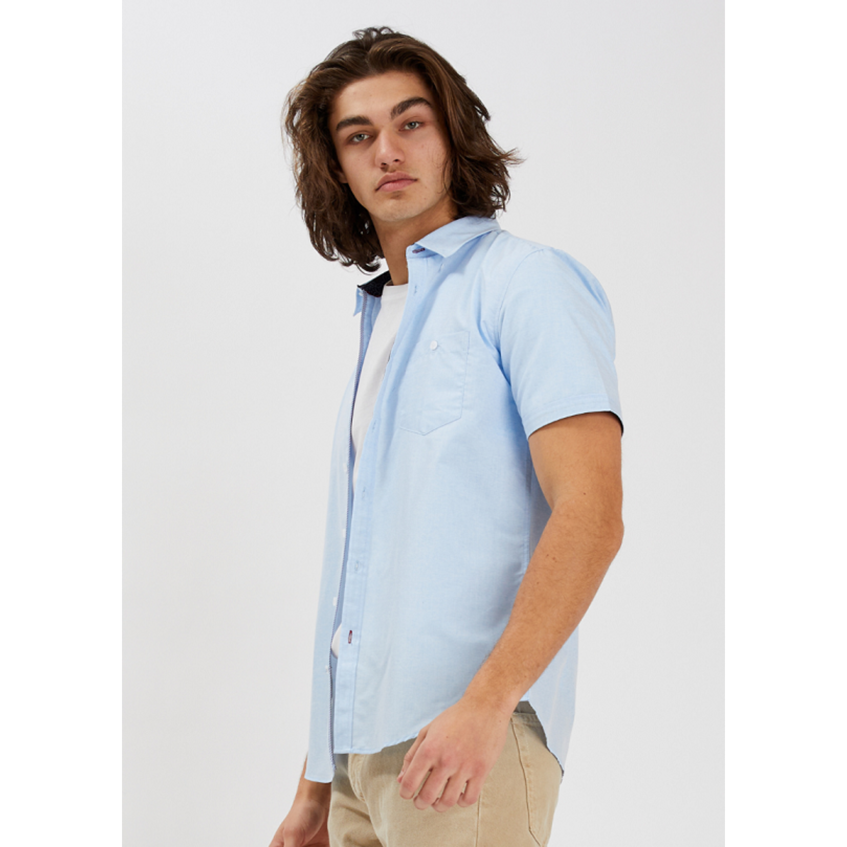 Point Zero Point Zero mens short sleeve poly/cotton button shirt, shirts