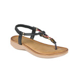 Miss Sweet Flat thong sandal with beads and wood detail