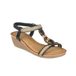 Miss Sweet Wedge sandal with wooden detail and ankle strap