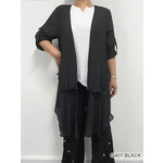 Double layer duster cardigan with adjustable sleeve