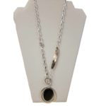 Fashion Jewelry Long silver black necklace and earring set