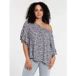 Lois Off the shoulder printed blouse with flare sleeve