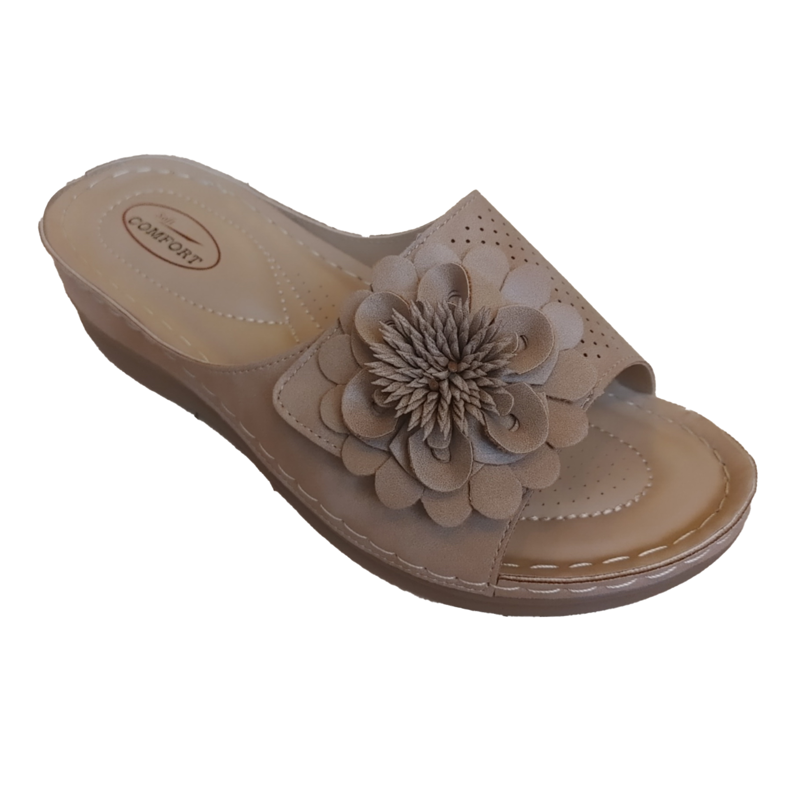 Soft Comfort Soft Comfort slip on velcro sandal with flower, sandals
