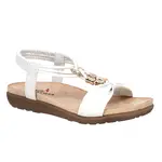 Lady Comfort Ladies flat sandal with wrap around ankle strap