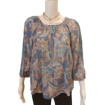 Spense 3/4 sleeve floral blouse with slits on arm