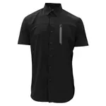 Point Zero Mens solid 4 way stretch short sleeve dry edition button shirt withzip pocket