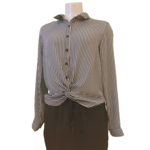 Point Zero Ladies long sleeve stripe button blouse top