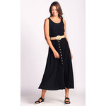 Pink Martini Ladies sleeveless long dress with button detail and belt
