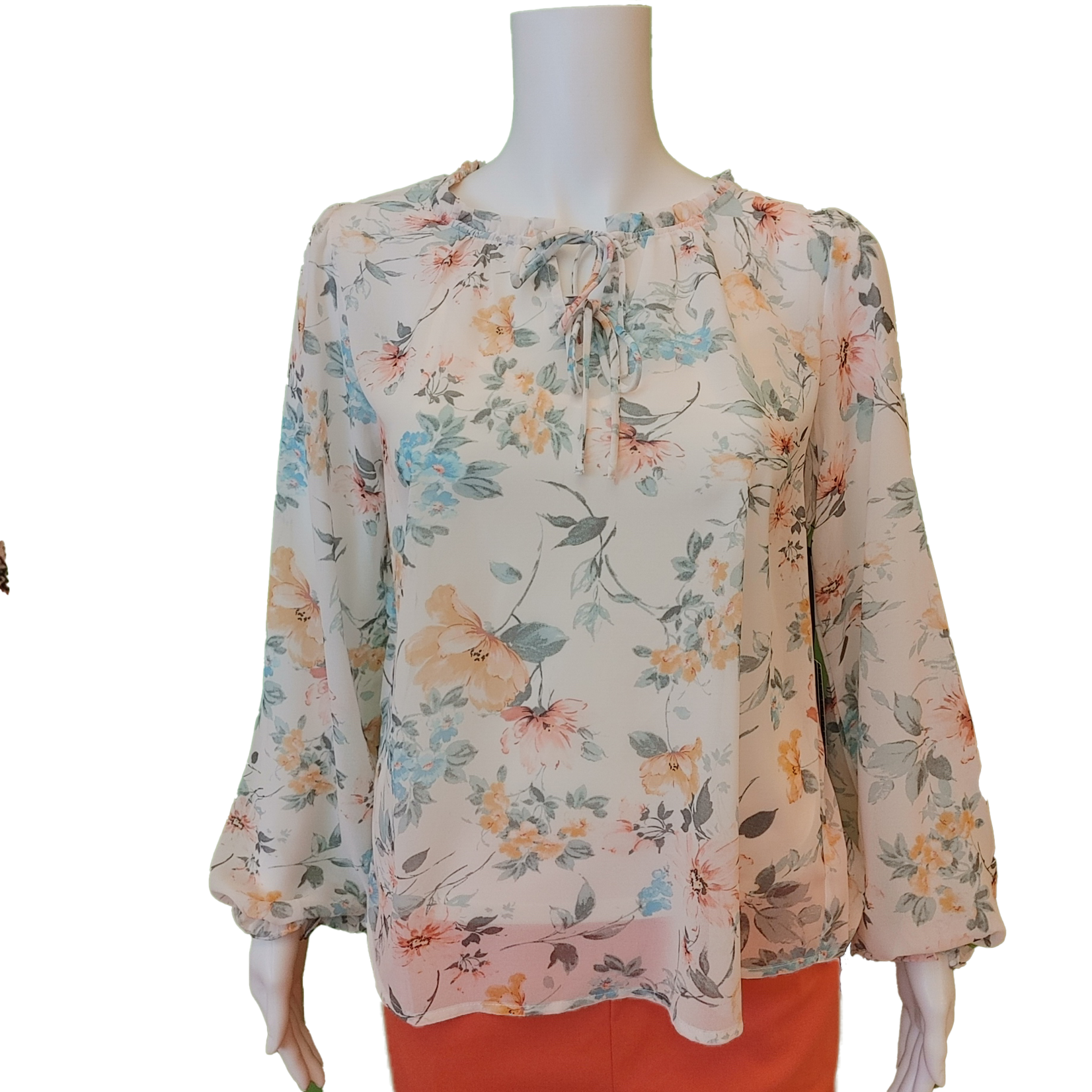 Point Zero Point Zero ladies long sleeve floral blouse with tank underlay,  blouses, shirt, top