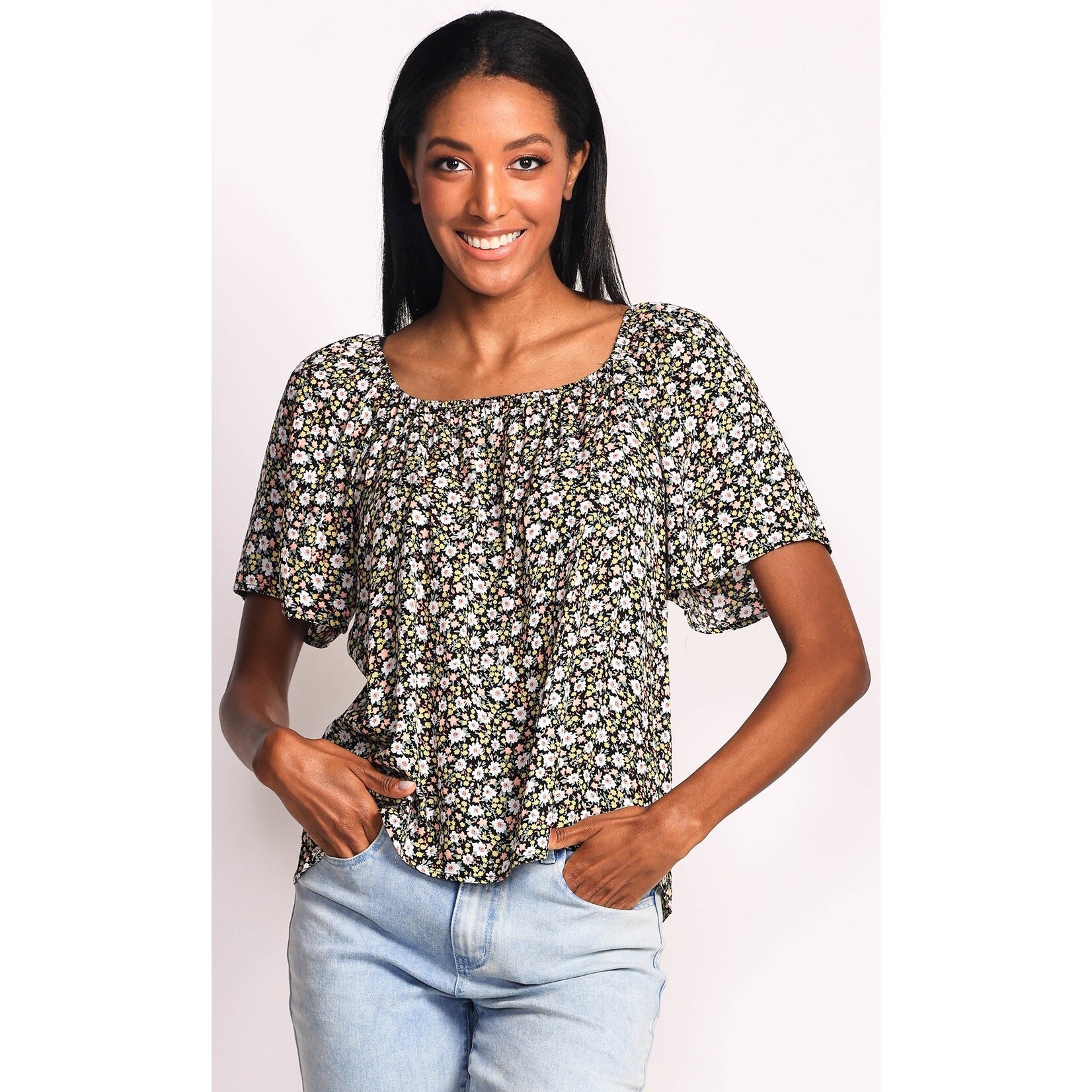 Pink Martini Pink Martini short sleeve loose floral top, blouse, blouses, shirts