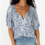 Point Zero 3/4 sleeve tie neck printed floral blouse