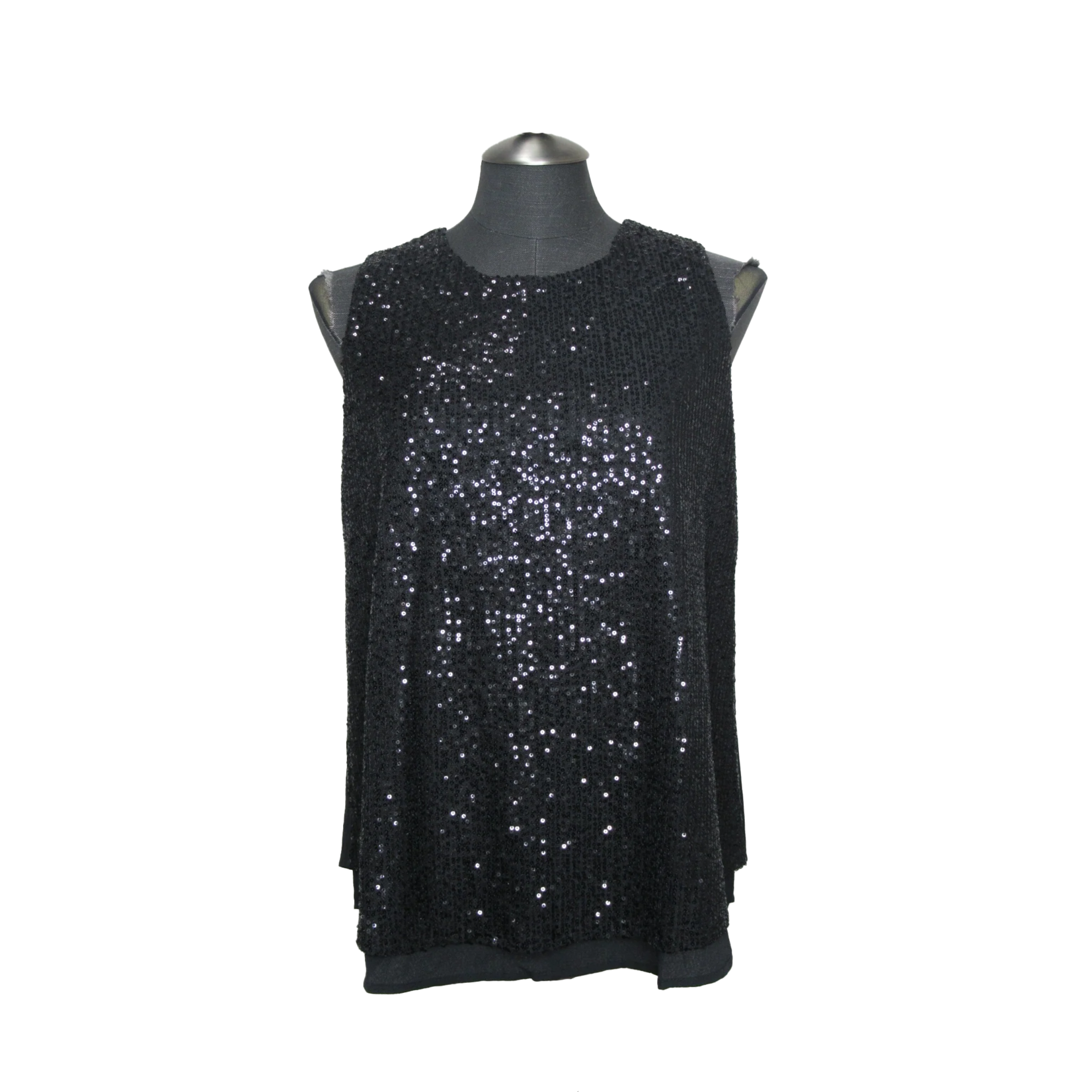 Papillon Papillon ladies sleeveless sequin layered tank top with split back, ladies tank, tank top, holiday tank, sequence tank