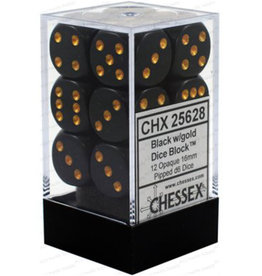 Chessex Brique de 12 dés - Noir/Bronze opaque