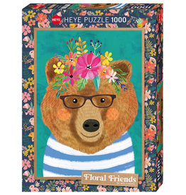 Heye Puzzle 1000mcx - Floral Friends, Gentle Bruin
