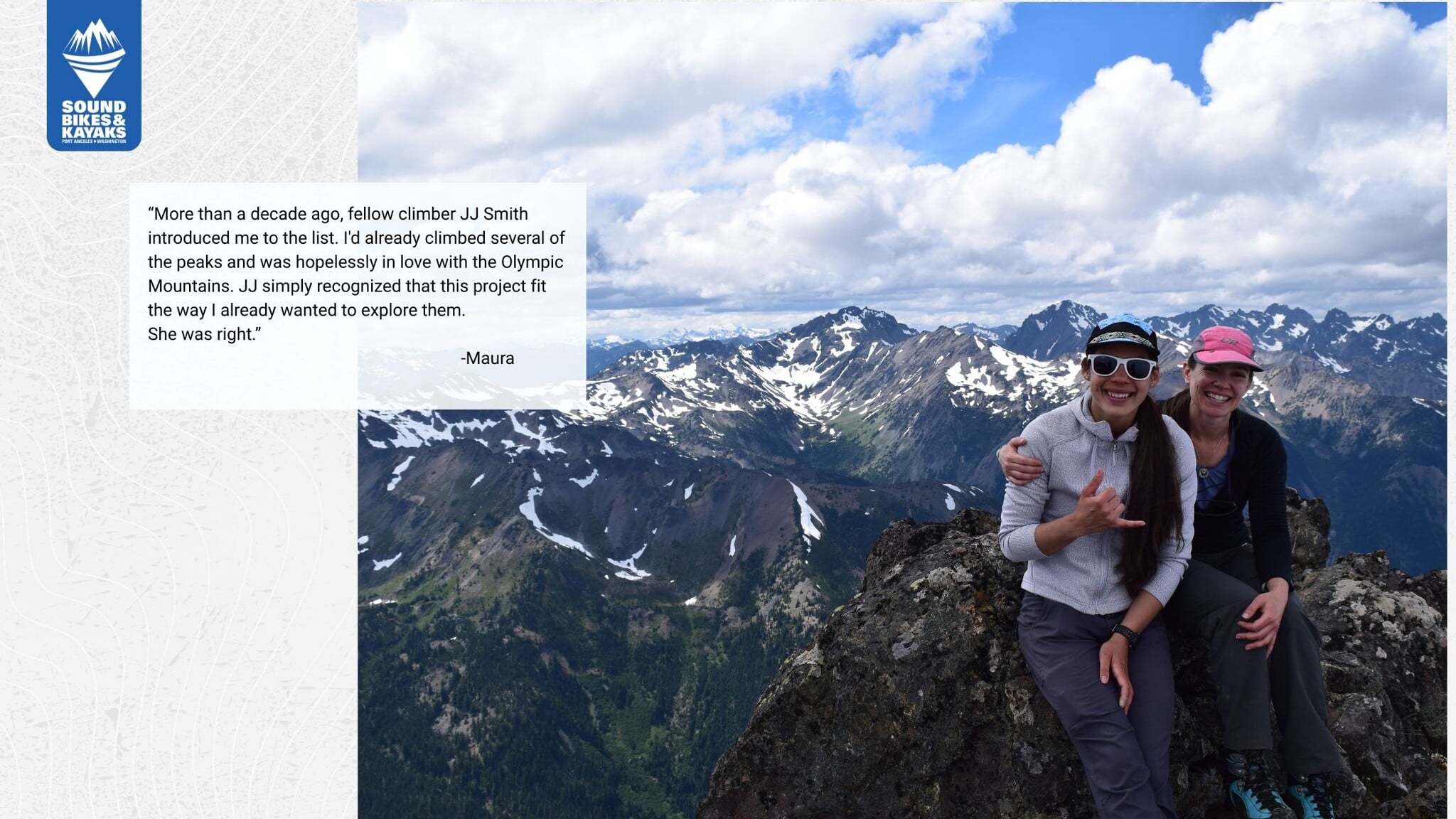 JJ and Maura climbing Olympic Peaks 