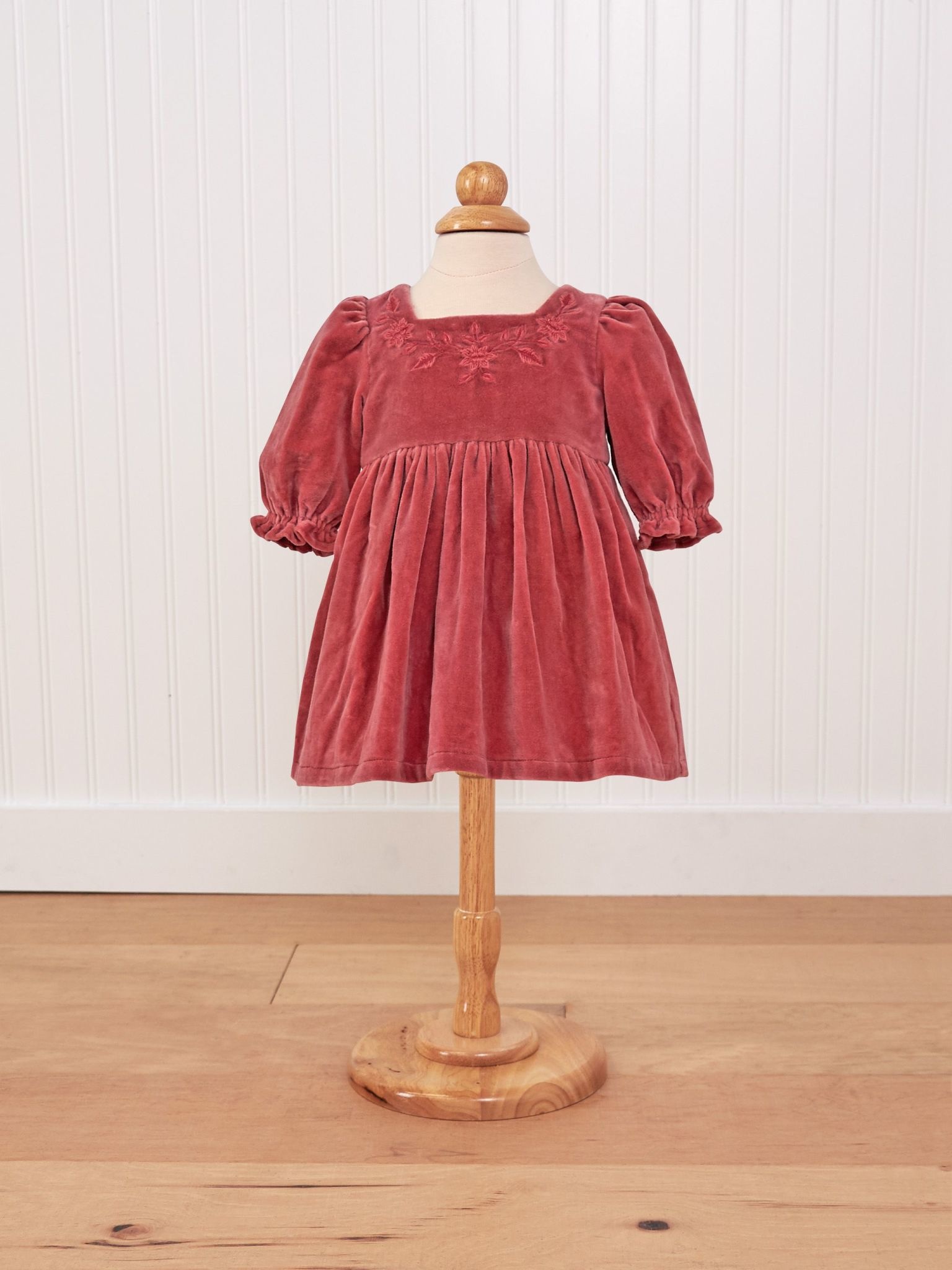 April Cornell - Victorian Velvet Baby Dress - Rose - Creekside