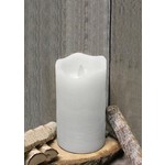LED Rustic White Finish Moving Flame - Pillar Candle - 3X6"