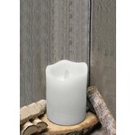 LED Rustic White Finish Moving Flame - Pillar Candle - 3X4"
