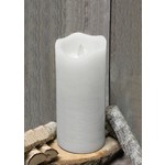 LED Rustic White Finish Moving Flame - Pillar Candle - 3X8"