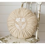 Pleated Tan And Linen Check Pillow