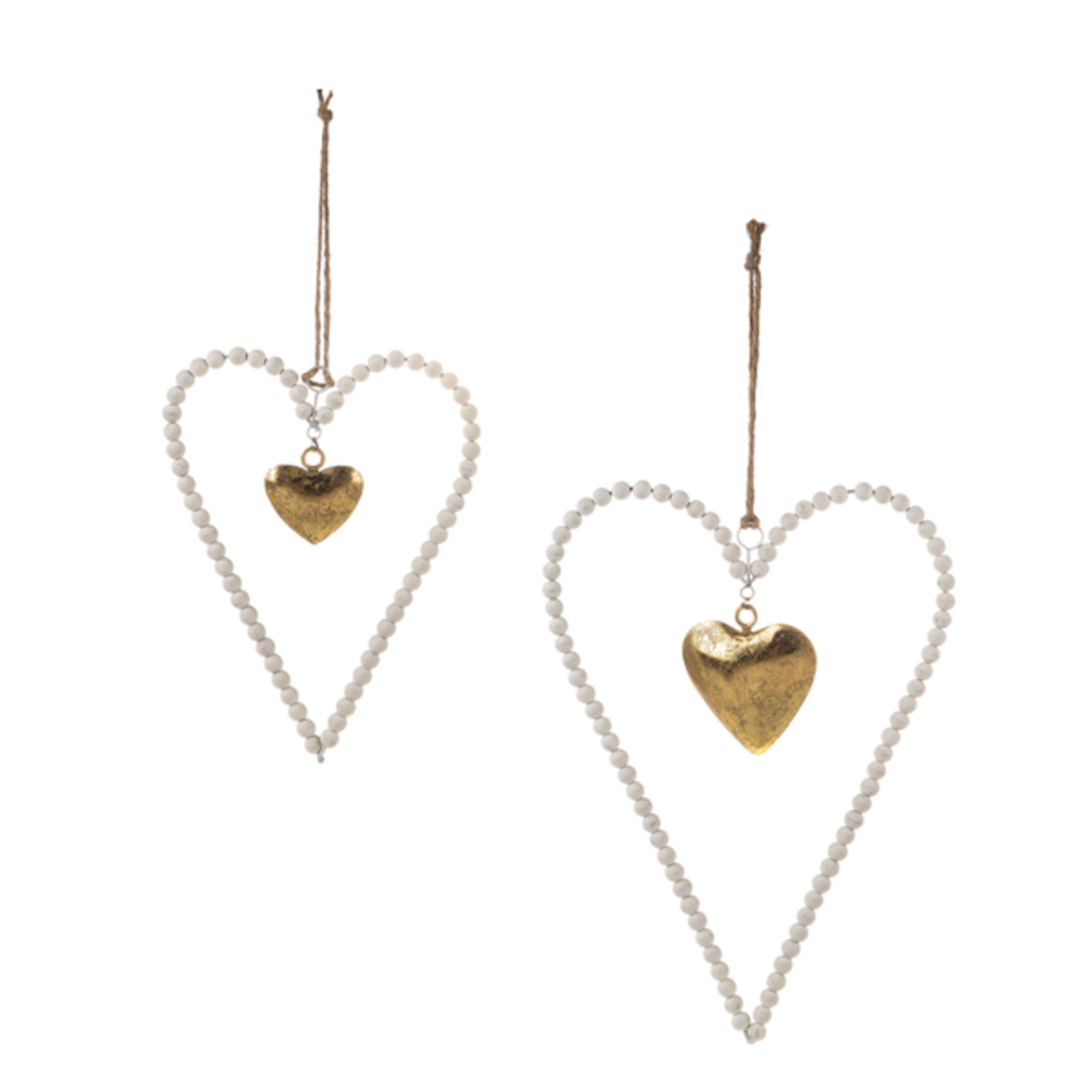 Wood Beaded Heart Ornament