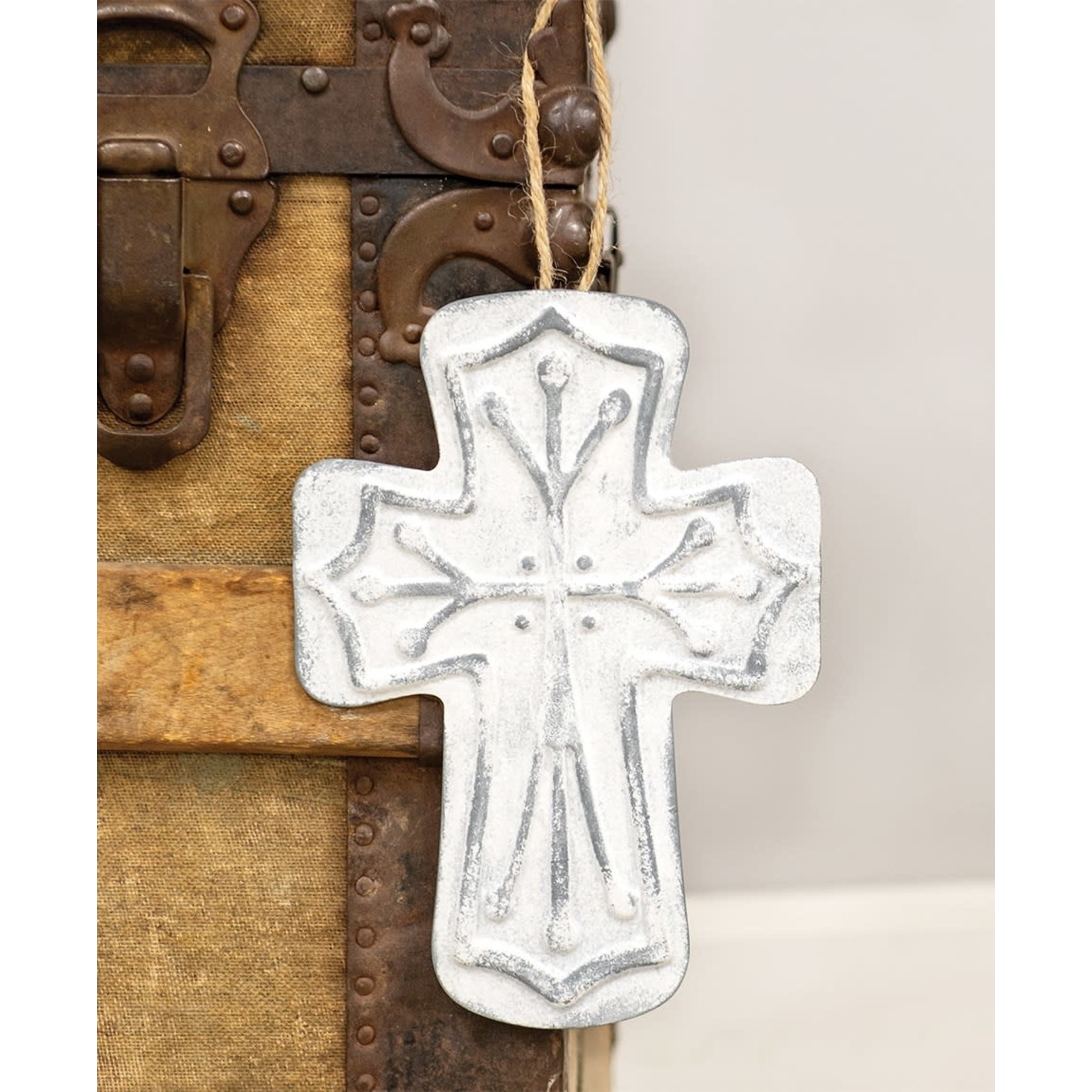 Distressed Metal Cross Ornament
