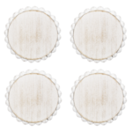 Whitewash Round Wood Beaded Coaster