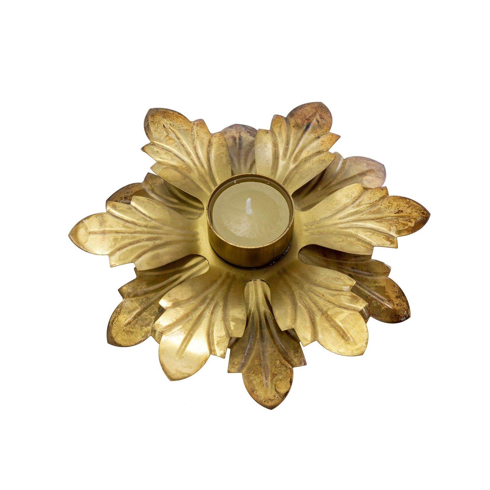 Gold Rustic Bloom Tealight Holder