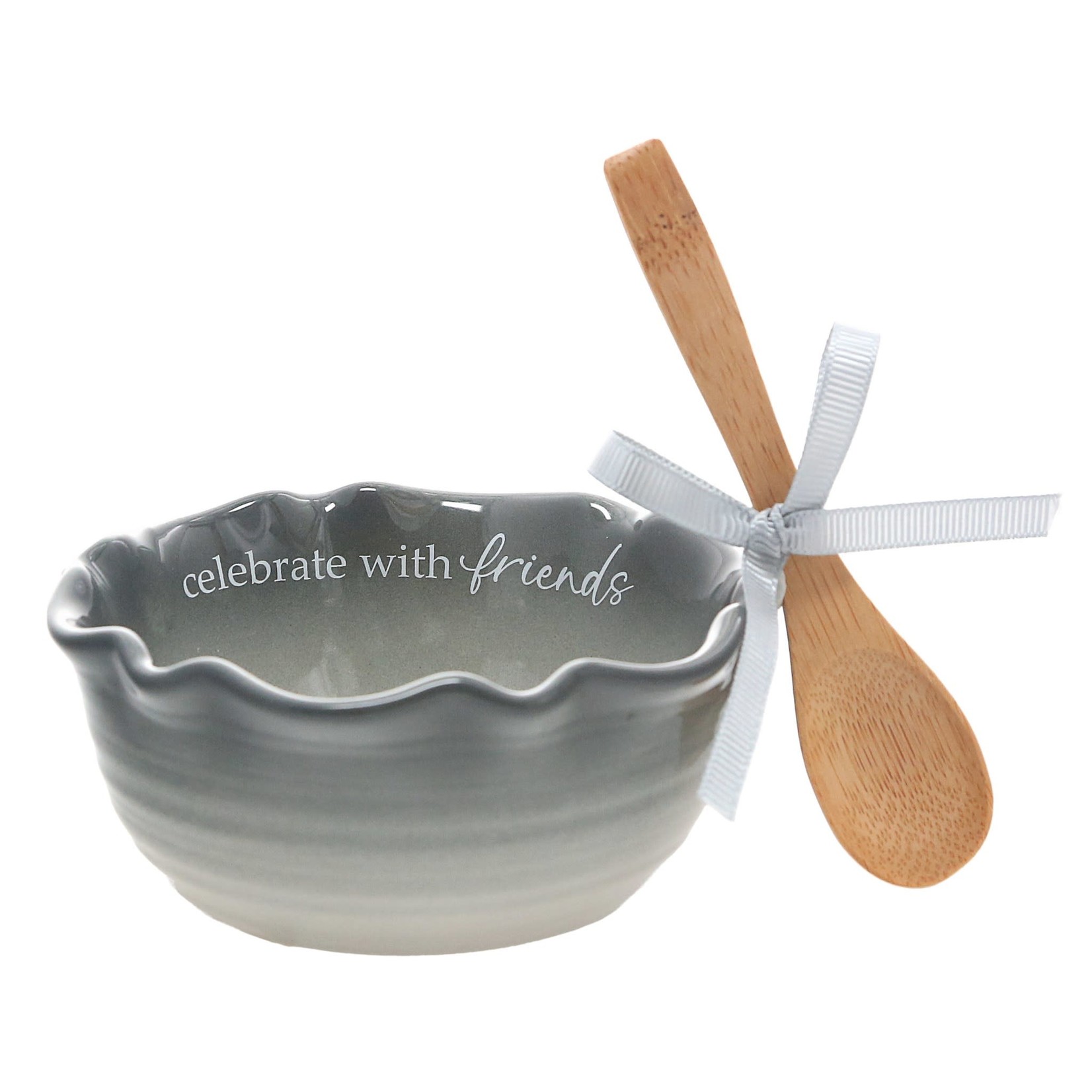 Ceramic Bowl & Bamboo Spoon