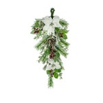 Green Frosted Poinsettia Teardrop Spray