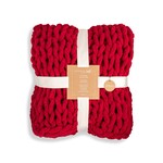 Chunky Knit Throw - Cranberry