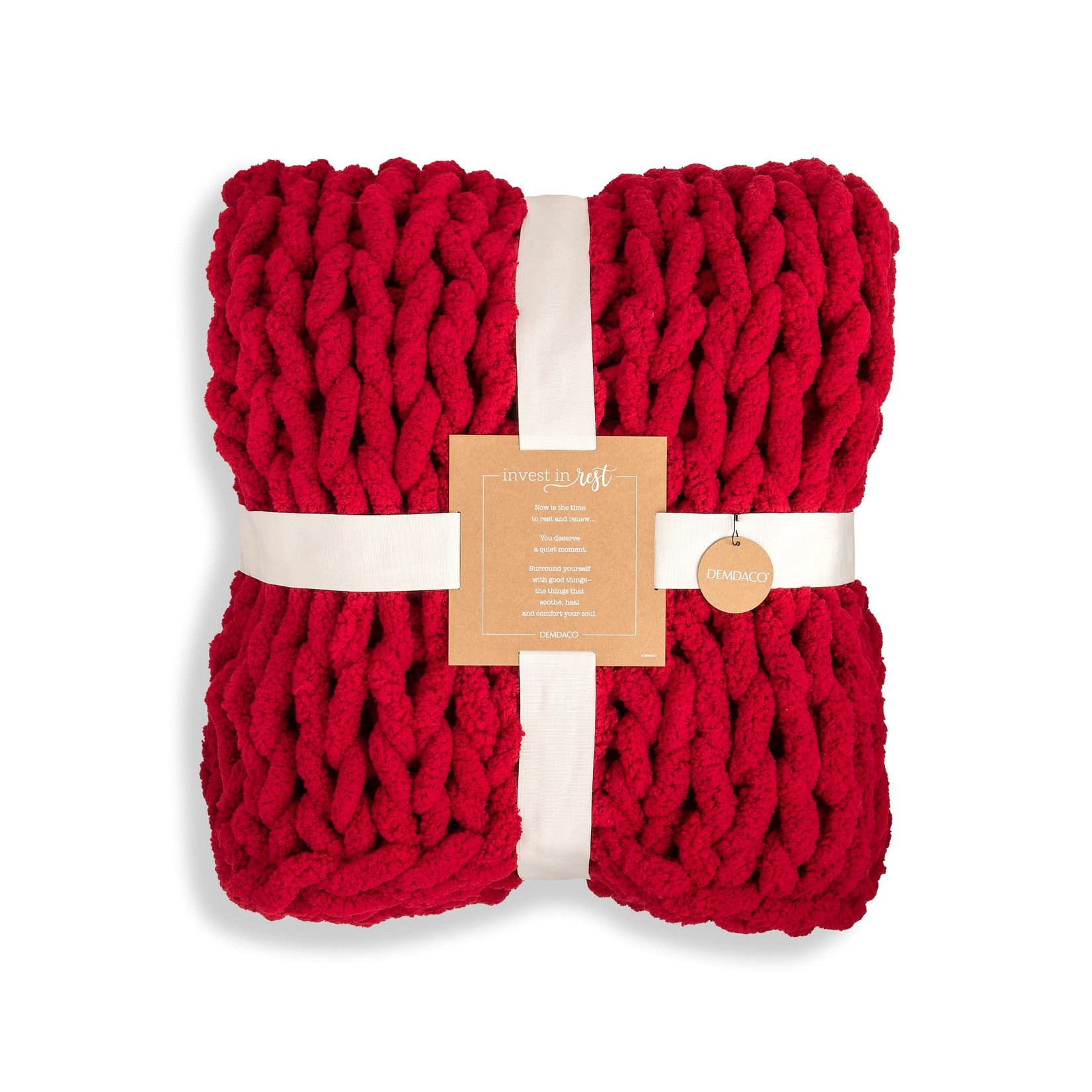 Chunky Knit Throw - Cranberry