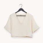Cream Crinkle Crop Top - One Size