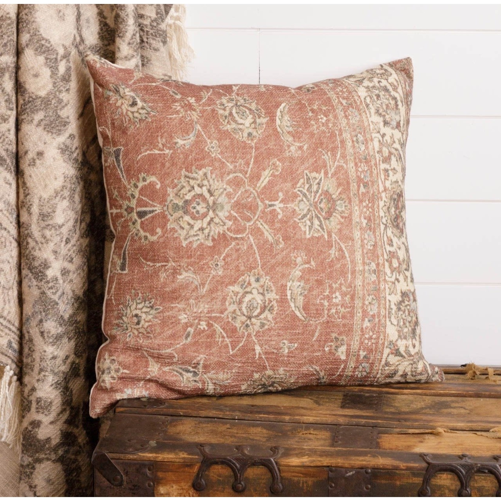 Russet & Cream Antique Rug Pillow