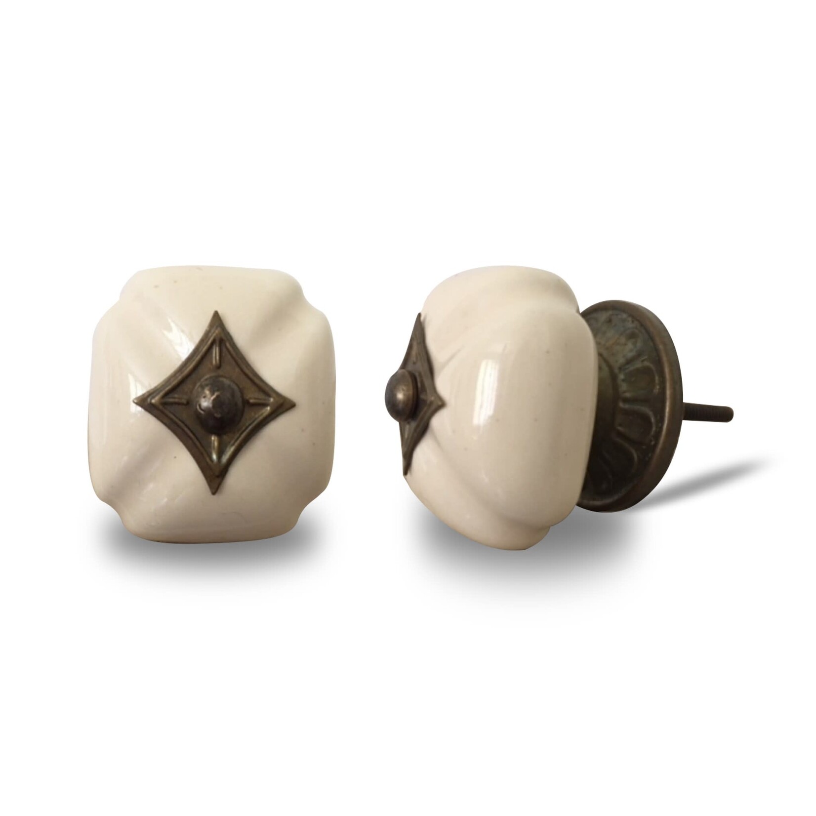 Ivory White Ceramic Octago Knob